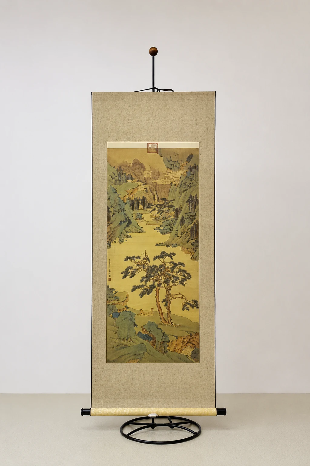 《松阴高隐图》明・文徵明发热卷轴画